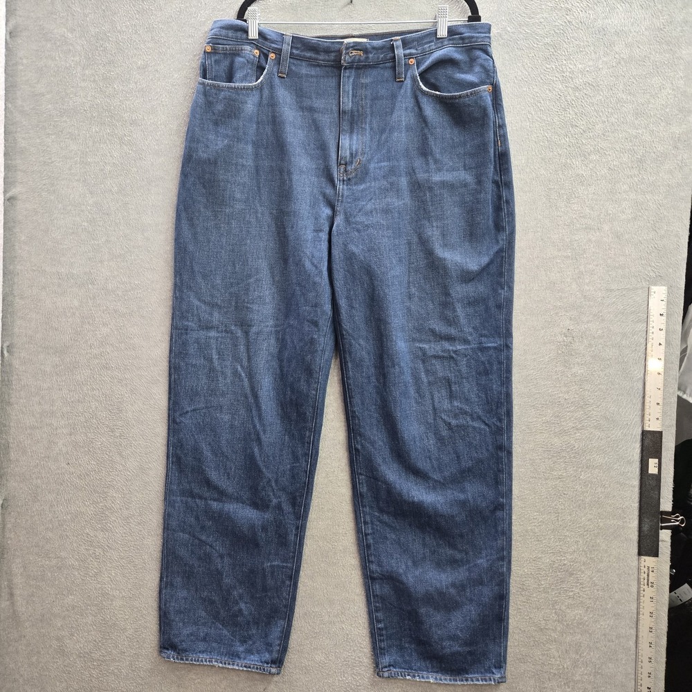 Madewell Women Jeans 33 Blue Denim Cotton Hemp Baggy Straight Relaxed